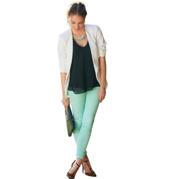 Mint green skinny pants size 5/6 - Picture 2 of 9